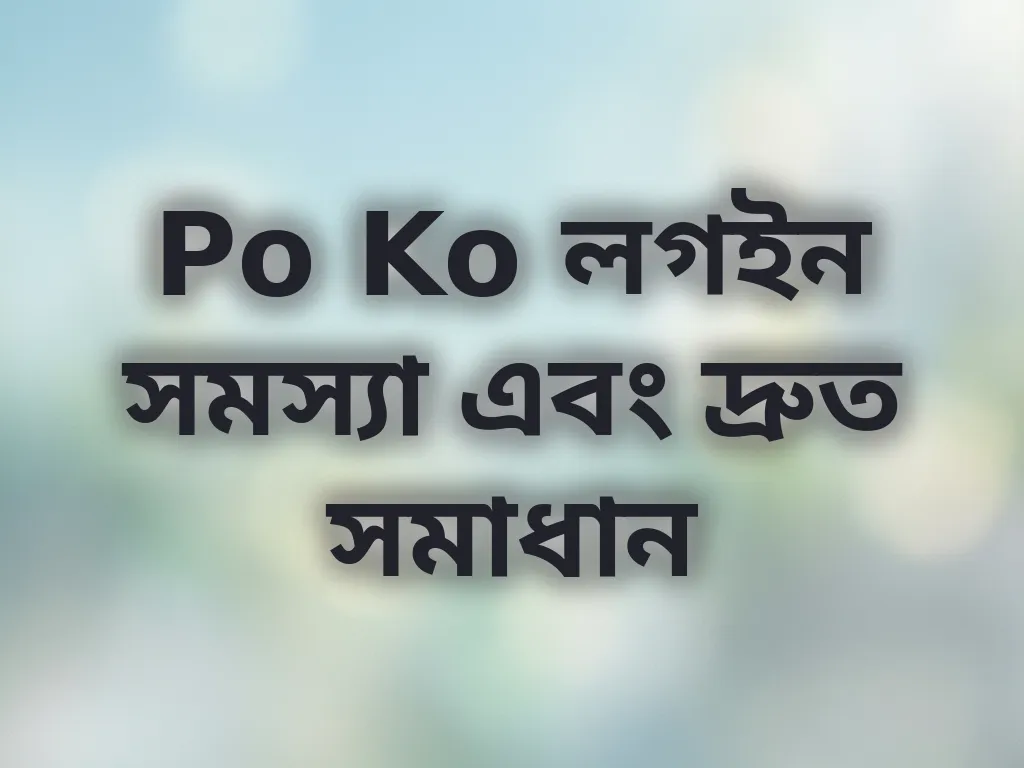 Po Ko লগইন সমস্যা এবং দ্রুত সমাধান